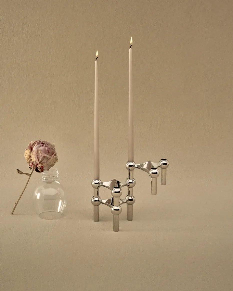 3 Candelabros STOFF Nagel, cromo