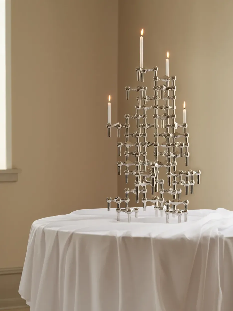 3 Candelabros STOFF Nagel, cromo