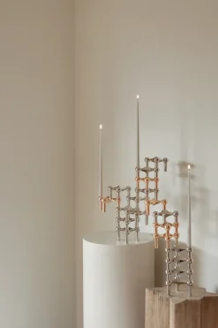 3 Candelabros STOFF Nagel, oro rosa