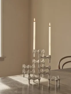 3 Candelabros STOFF Quist, Cromo cepillado