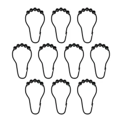 10 Ganchos Aqua para cortina de ducha, Negro