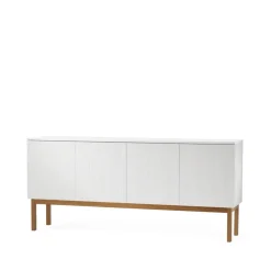 Aparador Beam, Lacado blanco, base de roble aceitado