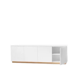 Aparador Beam, Lacado blanco, base de roble aceitado