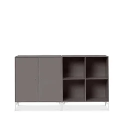 Aparador Pair, Coffee 35, patas lacadas en blanco