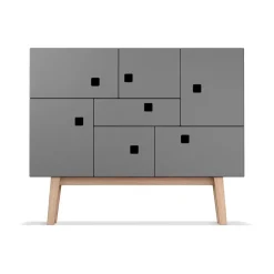 Aparador Peep C1, Slate grey, retro, base de roble