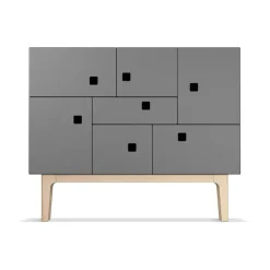Aparador Peep C1, Slate grey, roble pigmentado blanco