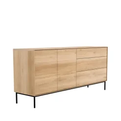 Aparador Whitebird, Roble-metal 2 puertas 3 cajones