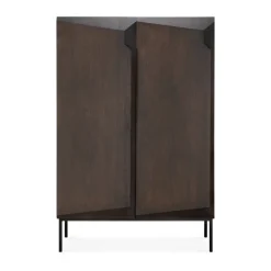 Armario Stairs , Roble lacado en marrón - 2 puertas, 100x150 cm