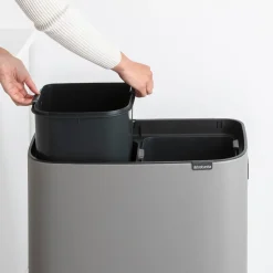 Bo touch bin high 2x30 L, Mineral concrete grey