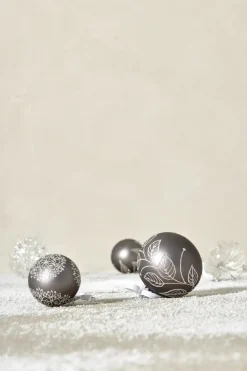 Bola de Navidad Cadelia Ø8 cm, Gris oscuro, copo de nieve