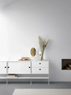 Cabinet con puertas correderas String, Blanco, 78x30 cm