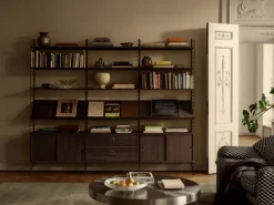 Cabinet con puertas correderas String, Roble oscuro, 78×30 cm