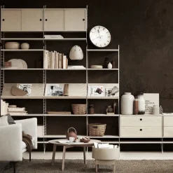 Cabinet con puertas correderas String, Fresno teñido de negro, 78x20 cm