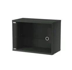 Cabinet vitrina con puertas correderas de cristal String, Gris oscuro, 58x30 cm