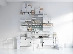 Cabinet vitrina con puertas correderas de cristal String, Blanco, 78x30 cm