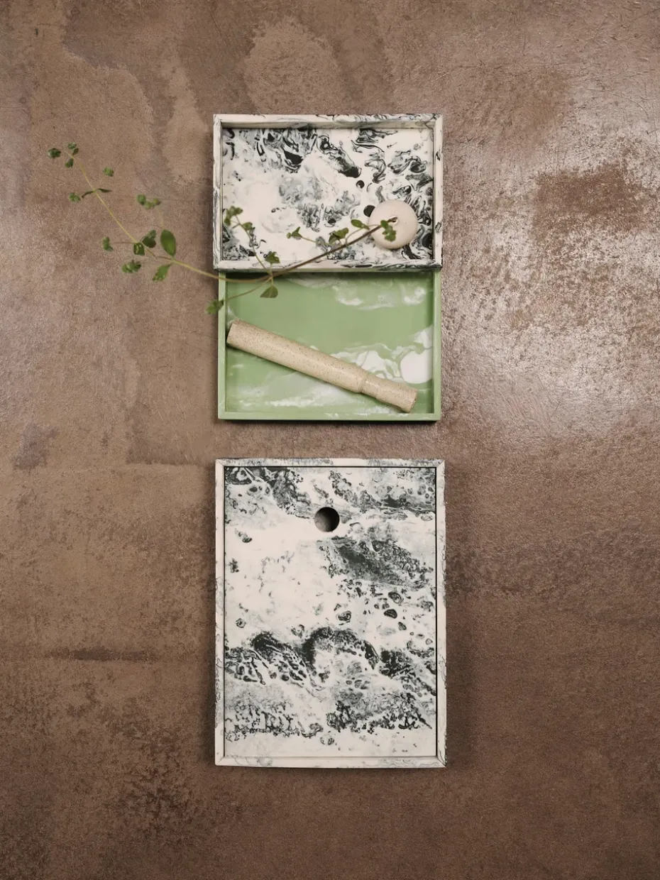 Caja de almacenamiento Mist 15x20 cm, Emerald-off white