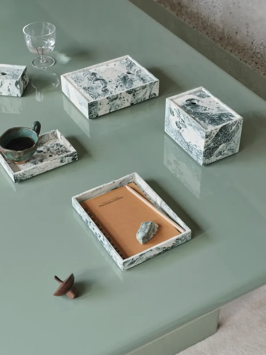 Caja de almacenamiento Mist 15x20 cm, Emerald-off white