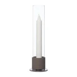 Candelabro Ernst cilindro de vidrio Ø7,5 cm, Marrón topo