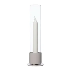 Candelabro Ernst cilindro de vidrio Ø7,5 cm, Blanco natural