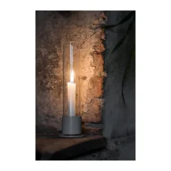 Candelabro Ernst cilindro de vidrio Ø7,5 cm, Blanco natural