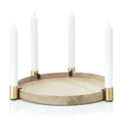 Candelabro Luna maxi, roble-latón