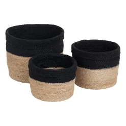 Cesta de almacenaje Elin 3 unidades, Crudo-negro