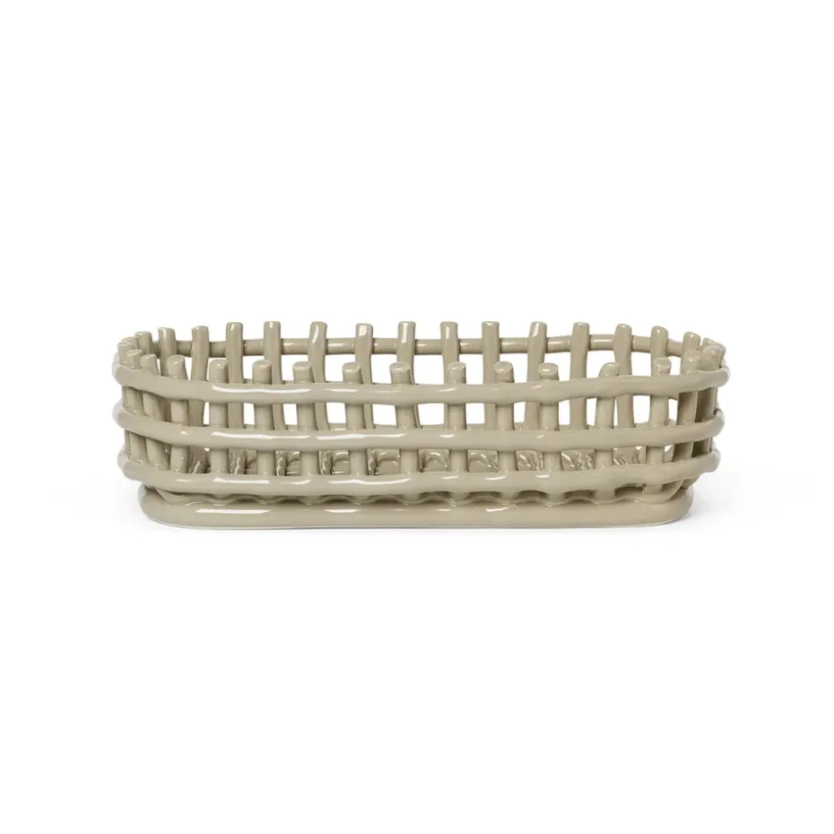 Cesta ovalada Ceramic trenzada 15x30 cm, Cashmere