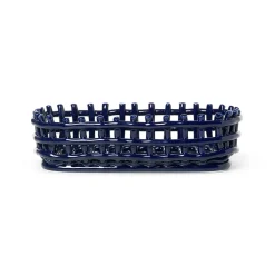 Cesta ovalada Ceramic trenzada 15x30 cm, azul