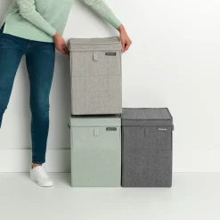 Cesto ropa sucia apilable Brabantia 35L, gris oscuro