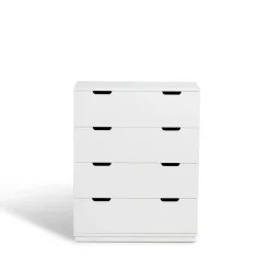 Cómoda Aoko de 4 cajones, Lacado blanco