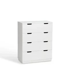 Cómoda Aoko de 4 cajones, Lacado blanco