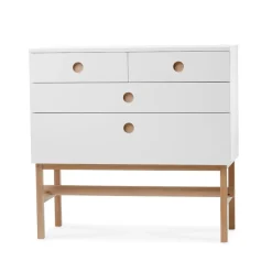 Cómoda Keep, Blanco, base de roble aceitado blanco