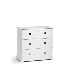 Cómoda Smögen, Blanco, 4 cajones, cromo