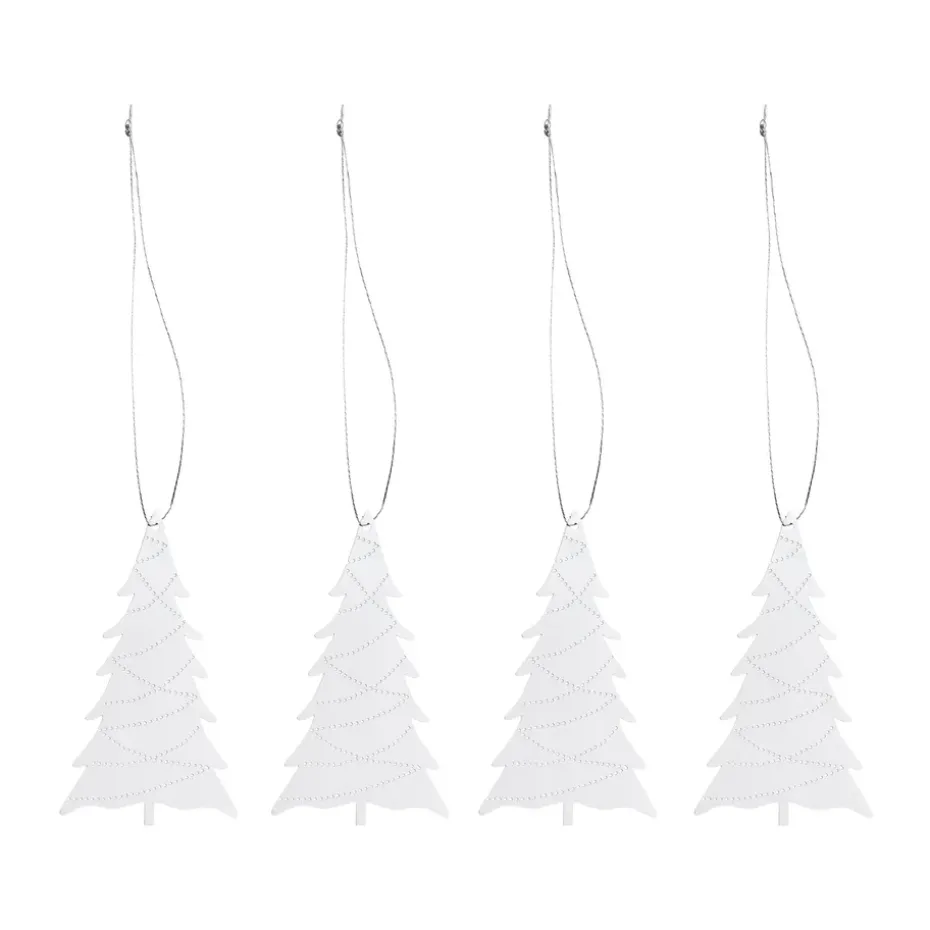 Cooee colgantes de Navidad de acero inoxidable, paquete de 4, Árbol