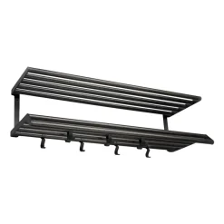 Estante sombrerero Tamburin 100 cm, roble teñido de negro-negro