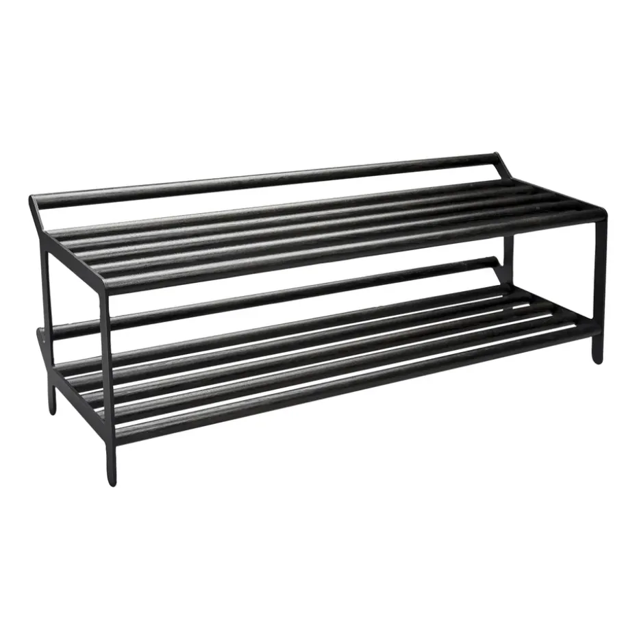 Estante zapatero Tamburin 100 cm, roble teñido de negro-negro