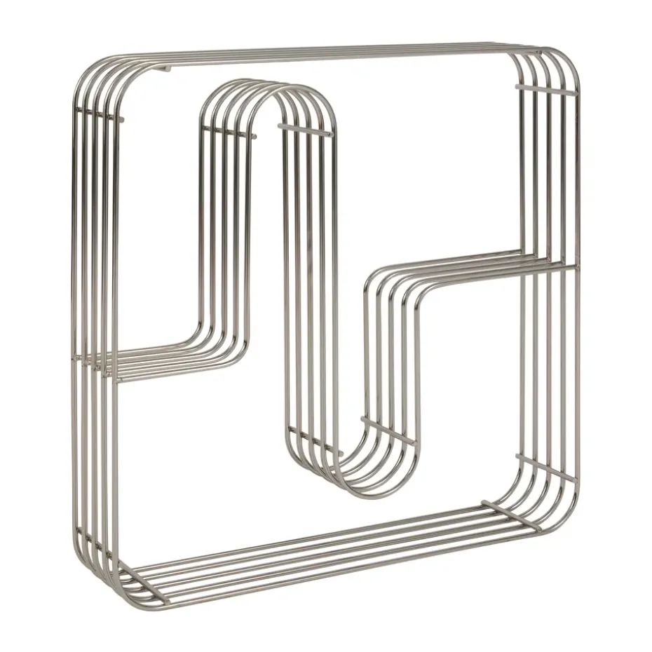 Estantería de pared cuadrado Curva, Plata