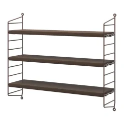 Estantería de pared String Pocket, Roble oscuro–marrón oscuro