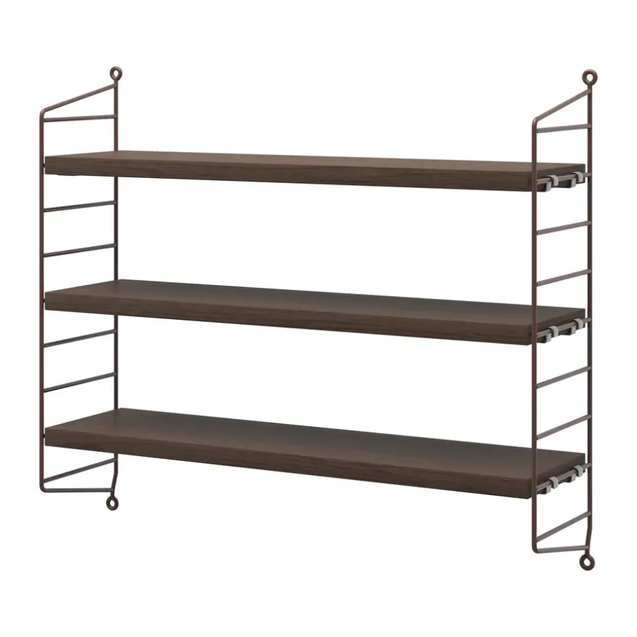 Estantería de pared String Pocket, Roble oscuro–marrón oscuro