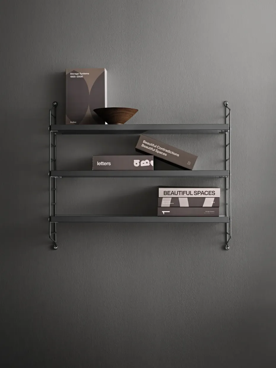 Estantería de pared String Pocket, Gris oscuro