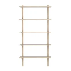 Estantería Levi de 5 baldas, Roble pigmentado en blanco-aluminio, 90 cm