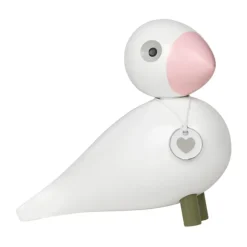 Figura Kay Bojesen pájaro cantor Love, Blanco-rosa