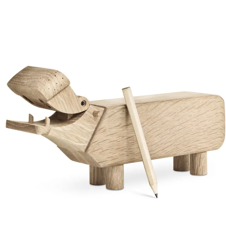 Hipopótamo de madera, roble