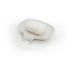 Jabonera con drenaje Soap Saver Flow hormigón, Blanco