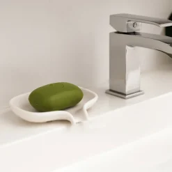 Jabonera silicona con pico para goteo, blanco
