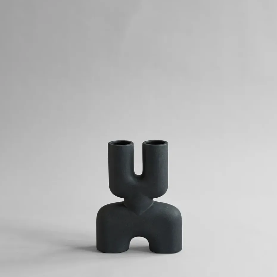 Jarrón Cobra Double Mini 22x28 cm, Negro