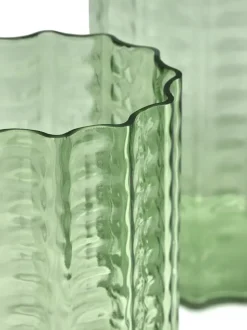 Jarrón Waves 04 Ø18x21 cm, Green-clear