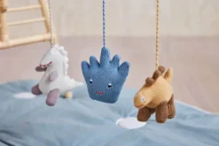 Juguetes para manta de actividades Dino, Beige-saffron-aqua blue