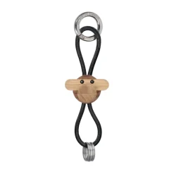 Llavero de mono de Kay Bojesen, Teca-limba, cuero negro
