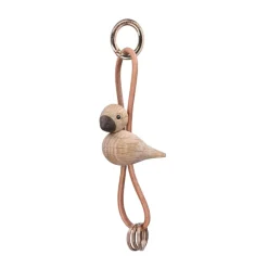 Llavero de pájaro Kaj Bojesen, Roble, cuero natural